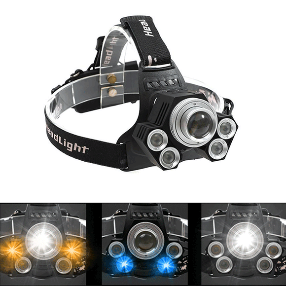 XANES 2408 1600LM Bicycle Headlight 5 Switch Modes T6 + 2* XPE Yellow + 2* XPE Bluray Light