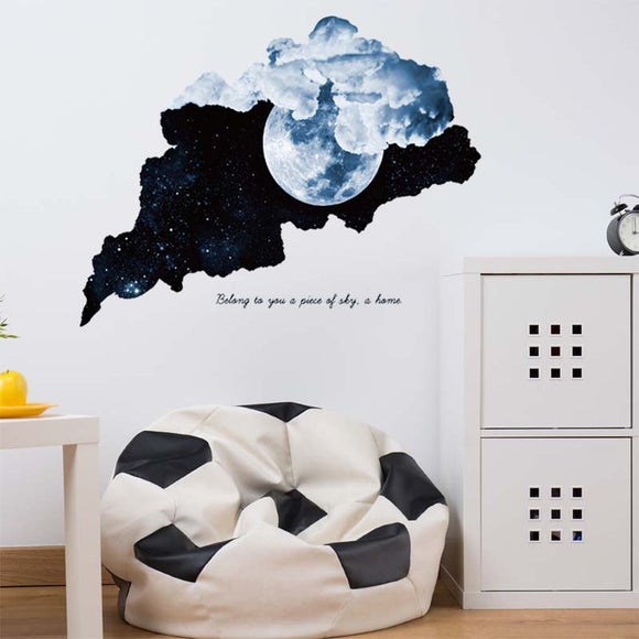 Miico Creative 3D Moon Tear Pattern PVC Removable Home Room Decorative Wall Door Decor Sticker