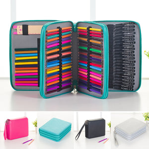 120 Slots Pencil Case Cosmetic Makeup Bag Storage Travel Zipper Pouch Student Stationery Drawing Pen