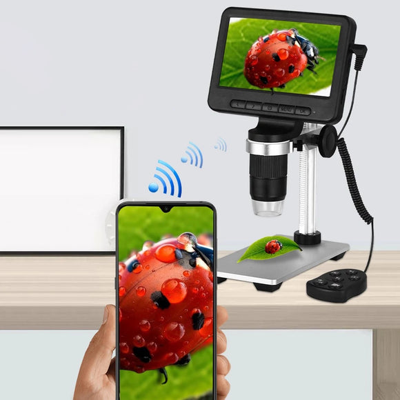 500X-1000X WiFi Digital Microscope 5 Inch 1920*1080 LCD Wireless USB Microscope Camera Industrial Maintenance with Adjustable Metal Bracket