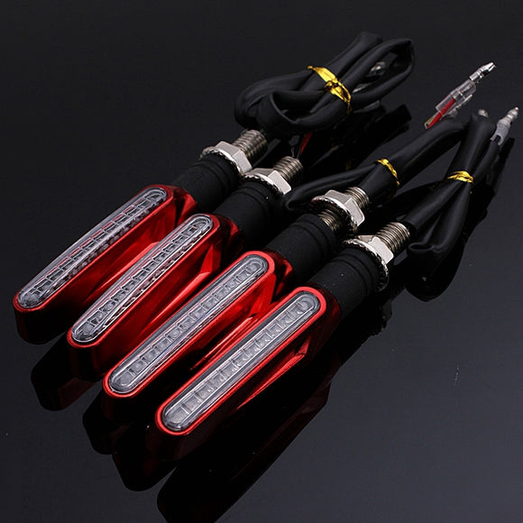 4pcs Red Motorcycle LED Turn Signal Indicator Blinkers Amber Light