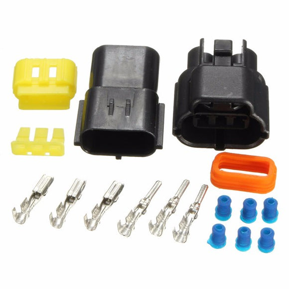 Car 3 Pin Water Resistance Waterproof Electrical Wire Cable Connector Plug Set