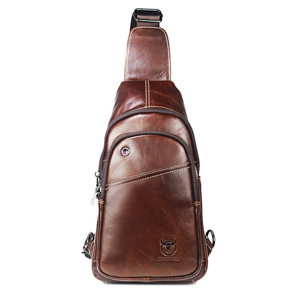 Bullcaptain Men Buisness Casual Genuine Leather Chest Bag Crossbody Bag