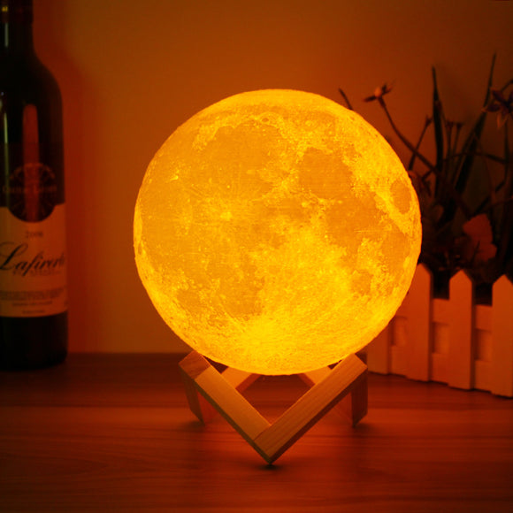 15cm 3D Magical Two Tone Moon Lamp USB Charging Luna LED Night Light Touch Sensor Gift