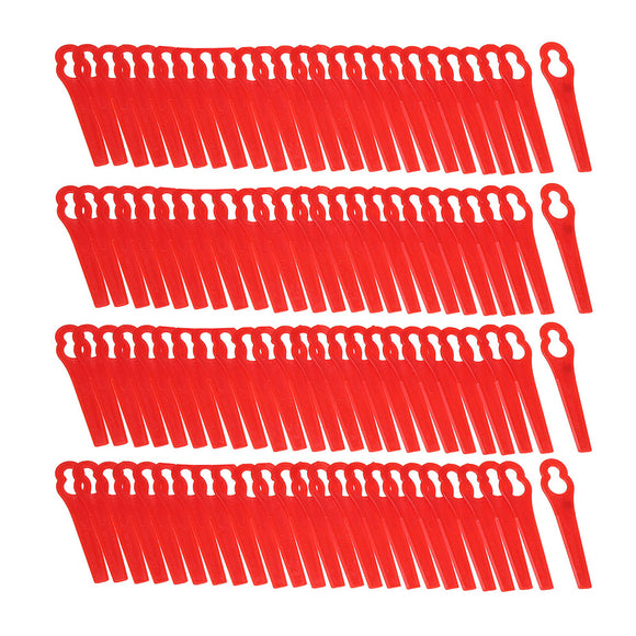100Pcs Red Plastic Blades For Grass Trimmer Strimmer Lawnmower