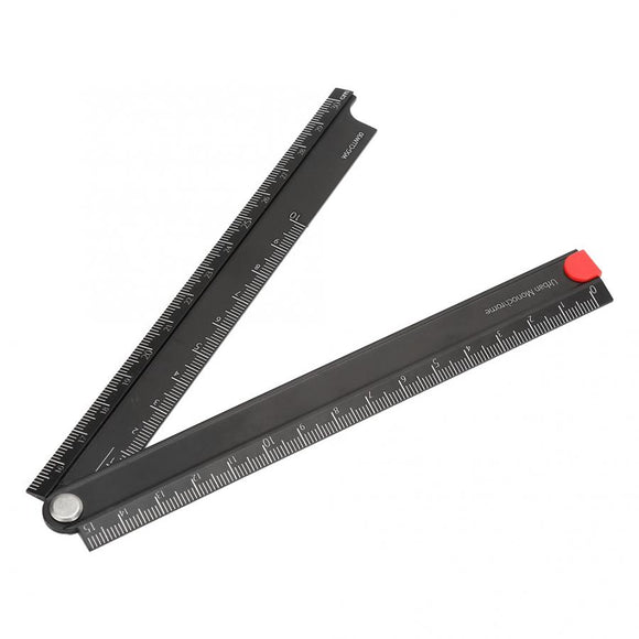 0-300mm Portable Angle Ruler Aluminum Alloy Rulers Folding Aluminum Alloy  Ruler Simple 90 Degree Folding Metal Stationery Ruler