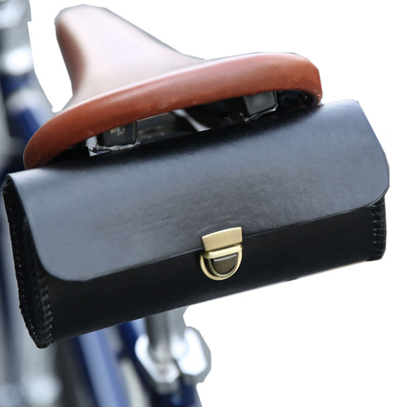 ROSWHEEL Bicycle Handlebar Bags Saddle Retro Bike Tail Bag Bike Pendant Classic Leather  Wood Bags