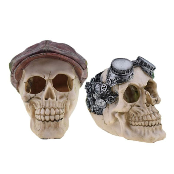 Halloween Stylish Skull Decor Horror Decorations Toy Human Prop Resin Skull Head Ornament DIY Party