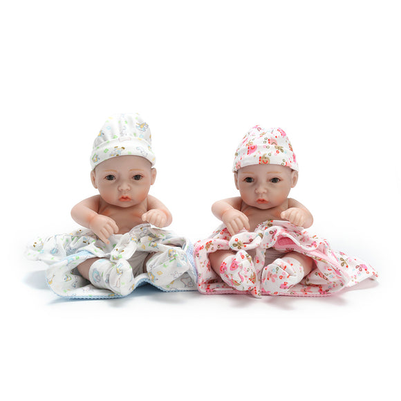10 Inch Handmade Real Looking Full Vinyl Lifelike Baby Dolls Reborn Baby Twins Christmas Girl Gifts