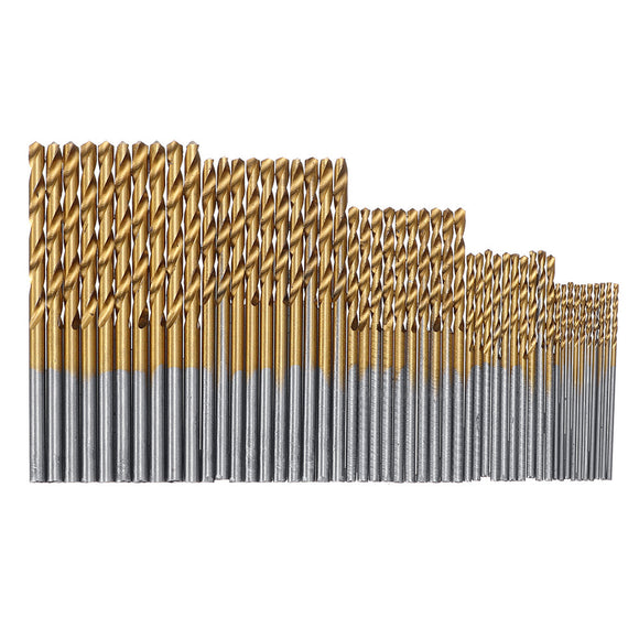 50pcs 1mm-3mm HSS Titanium Coated Twist Drill Bits High Speed Steel Drill Bit for Wood Plastic Aluminum