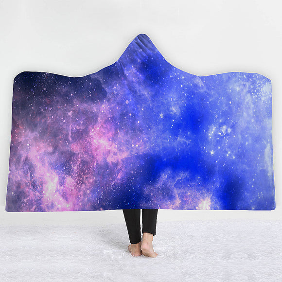 Winter Galaxy Star Plush Wearable Hooded Blankets Throw Dual Layer 3D Printing