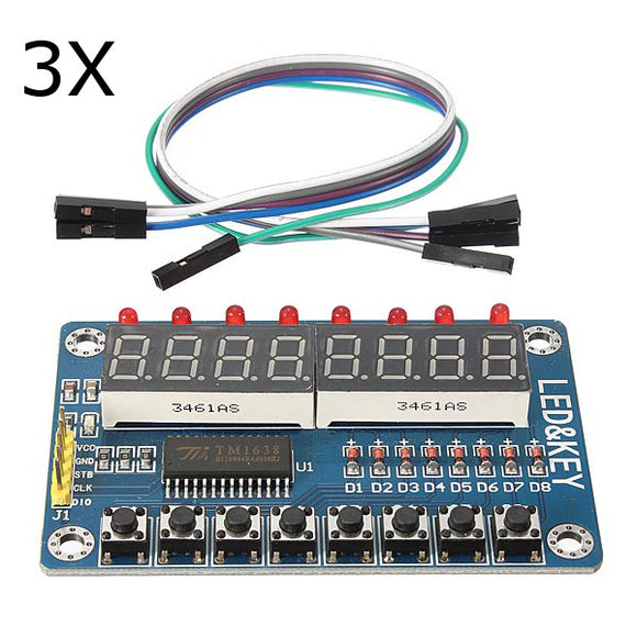 3Pcs TM1638 Chip Key Display Module 8 Bits Digital LED Tube For AVR Arduino