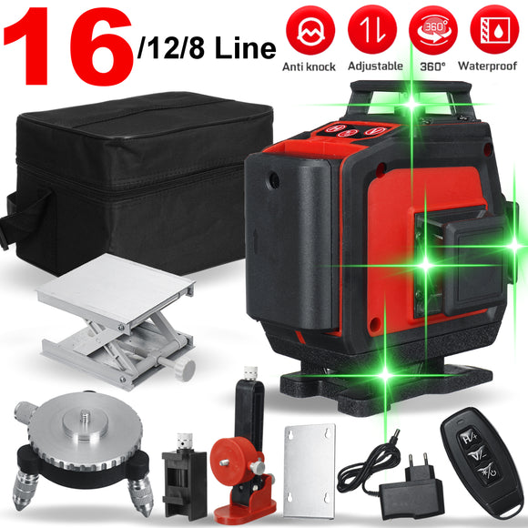 8/12/16 Line 360 3D Line Laser Level Green Light Self Leveling Cross Measure Tool Kit
