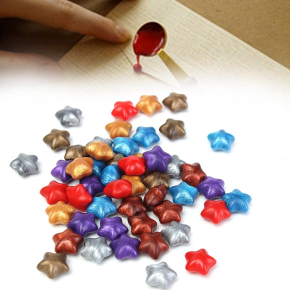 50Pcs Mixed Color Lucky Star Wax Seal Ring Pentagram Stamp Accessories