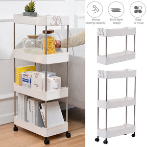 2/3/4 Tier Storage Trolley Cart Rack Holder Kitchen Bathroom with Wheels Removable