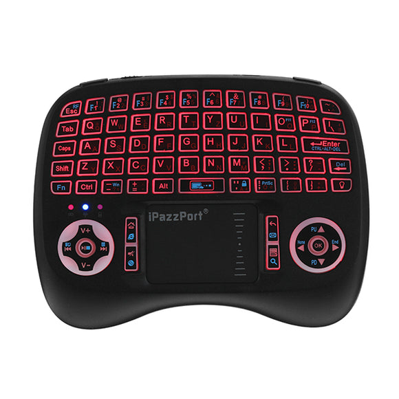 iPazzPort KP-810-21T-RGB German Three Color Backlit Mini Keyboard Touchpad Airmouse