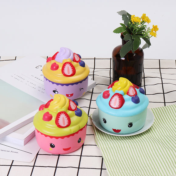 2PCS LeiLei Squishy Emoji Ice Cream Strawberry Fruit Cup Cake Slow Rising Original Packaging Gift