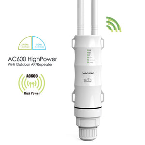 Wavlink AC600 Wireless Waterproof 3-1 Repeater High Power Outdoor WIFI Router/Access Point/CPE/WISP Wireless wifi Repeater Dual Dand 2.4/5Ghz 12dBi Antenna POE