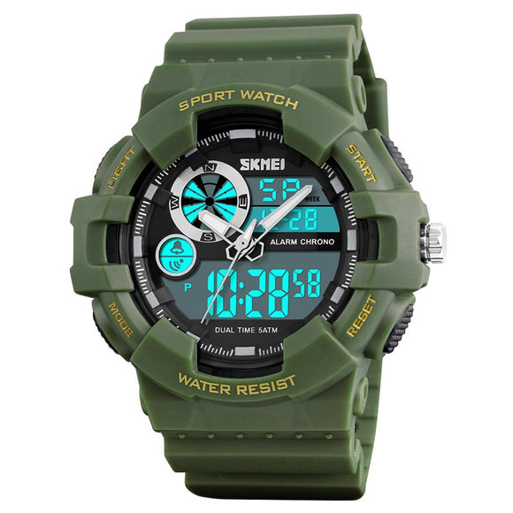SKMEI 1312 Digital Watch Dual Display Military 50M Waterproof LED Sport Men Watch