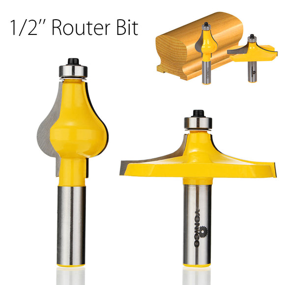 2pcs 1/2 Inch Shank Door Handrail Router Bit Set Woodworking Cutter Tool Set