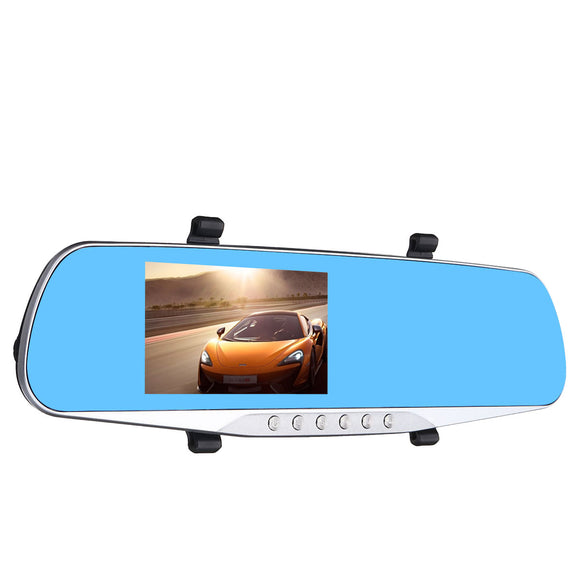 Winksoar 4.3 Inch 1080P HD Rear view Blue Mirror Dual Lens Car DVR Dash Cam Camera Recorder