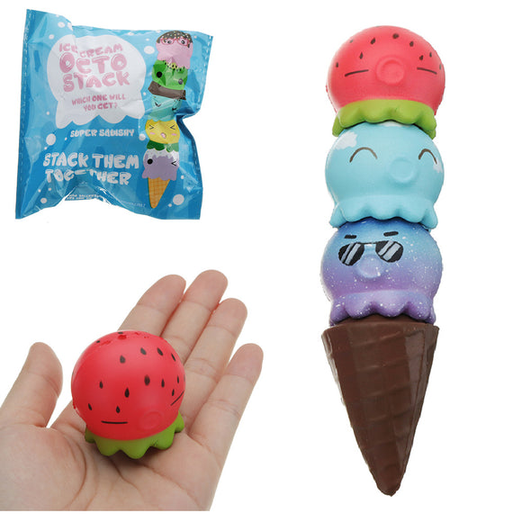 4Pcs Puni Maru Rare Stack Octopus Ice Cream Squishy With Magnet 4CM Slow Rising With Packaging