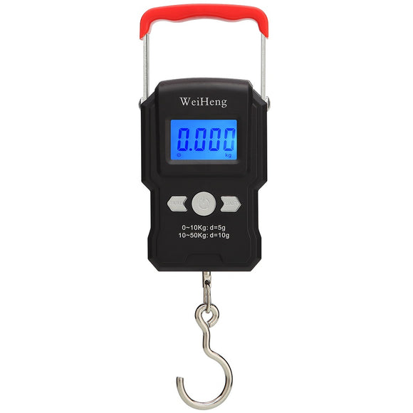 WH-A23 Portable 50Kg/10g LCD Digital Display Backlight Hanging Hook Scale Double Accuracy Fishing Travel Mini Electronic Weighing Express Scale