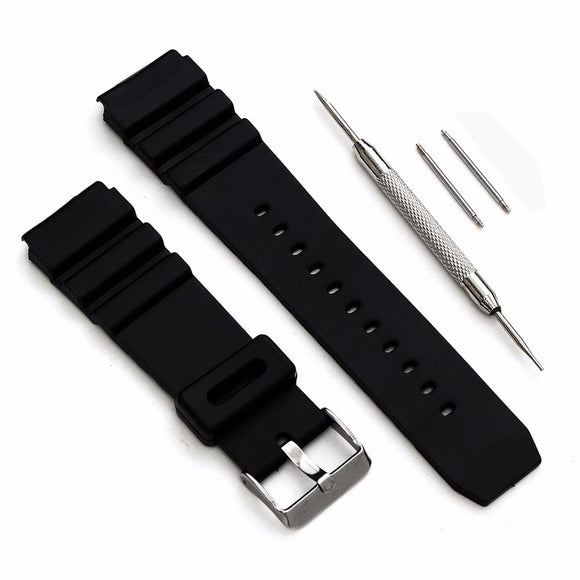 22mm Black Rubber Replacement Band Strap With Batch For Casio Sports & Marine Gear Watch