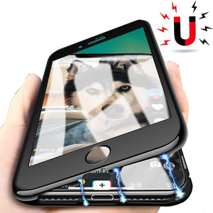 Bakeey Plating Magnetic Adsorption Full Body Protective Case with Tempered Glass for iPhone 7/8 Plus