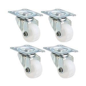 Machifit CC-2004 4pcs 1 Inch White PP Plastic Furniture Foot Wheel Flat Moving Universal Wheels