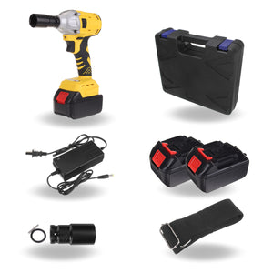 1/2'' Cordless Brushless Impact Wrench Brushless Motor Power Driver Electric Wrench with 2 Battery