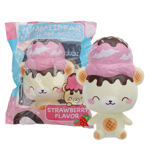 Yummiibear Squishy Ice Cream Scoop Strawberry Bear 14CM Licensed Slow Rising With Packaging