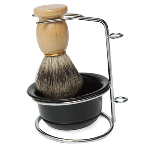 Professional Badger Hair Shaving Brush Black Bowl Stainless Steel Stand Shaving Kits