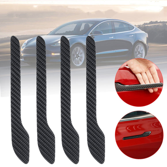 4 X Carbon Fiber Door Handle Car Decals Sticker 200 x 90mm For Tesla Model 3