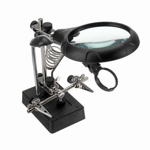 5LED Light Desk Lamp Magnifier Desktop Magnifying Glass Adjustable Support Clamp