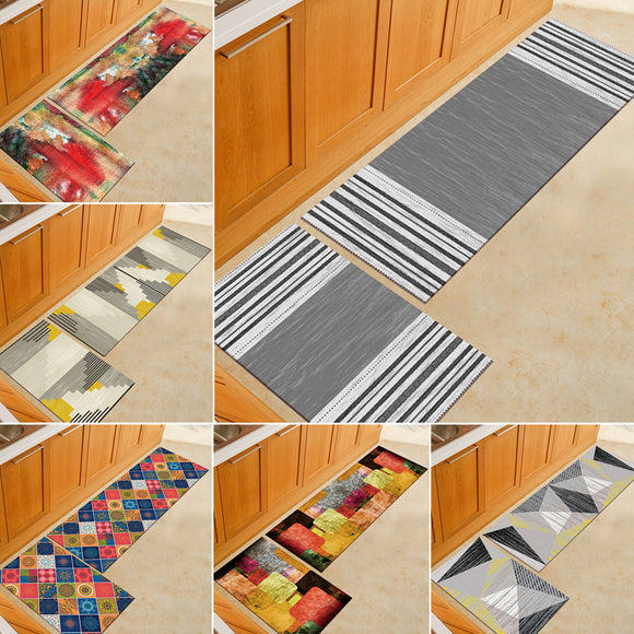2pcs Kitchen Floor Carpet Non-Slip Area Rug Living Room Washable Door Mat Set