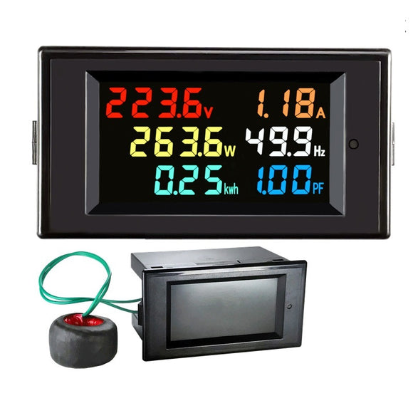 Multi-function AC 220V Power Monitor High-Precision Color Screen AC Voltage + Current + Power + Frequency + Power Factor + Electric Energy
