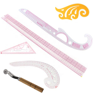 Set 5 Style Tailor Clear Sewing Ruler Comma Line Grading French Curve Measure