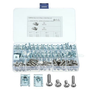 120pcs Spire Clips Chimney Nuts U Nuts Fasteners Assorted Kit with Self Tapping Screws