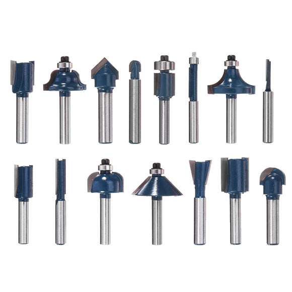 12/15Pcs 1/4 Inch Shank Router Bit Set Woodworking 6.35mm Shank Drill Bits For Trimming Engraving Machine