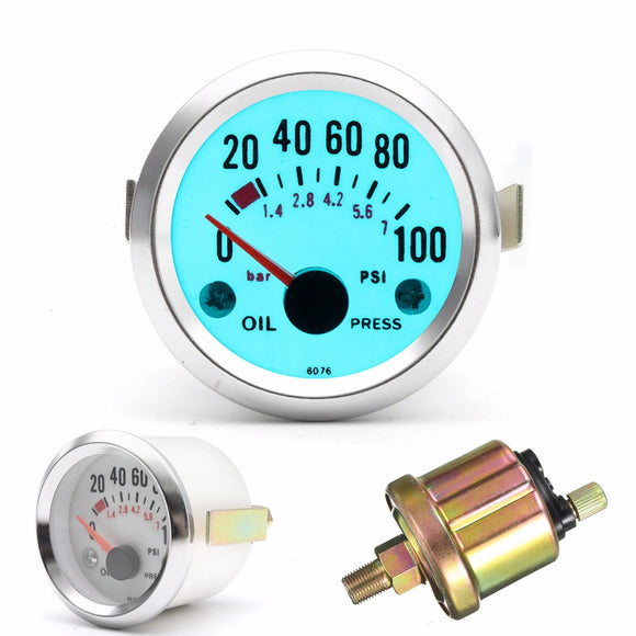 2inch 52mm Chrome Rim Electrical Universal Car Oil Pressure Gauge #IG52SEL-OP