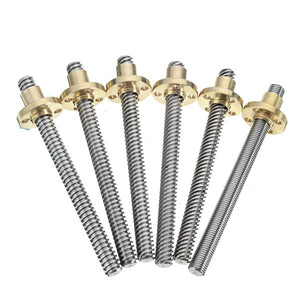 3D Printer T8 1/2/4/8/12/14mm 300mm Lead Screw 8mm Thread With Copper Nut For Stepper Motor