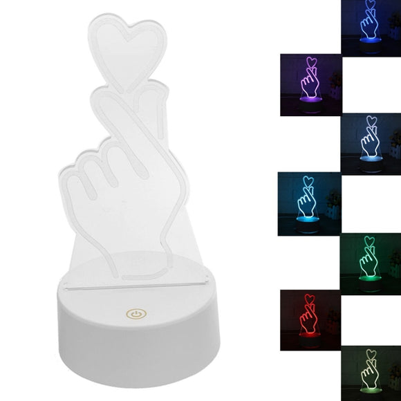 3D USB LED Love Heart Night Light 7 Color Change Touch Switch Table Desk Lamp Gift