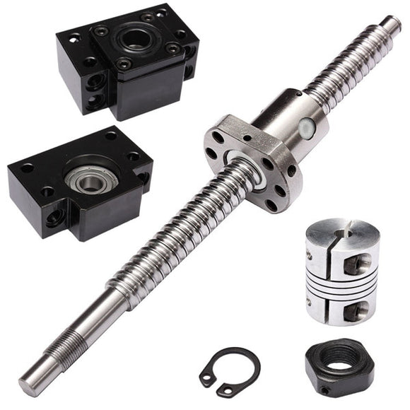 SFU1605 Ball Screw Length 250mm with 1 Set BK/BF12 Supports and 6.35mm x 10mm Coupler for CNC