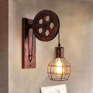 E27 Vintage Retro Vintage Light Shade Ceiling Lifting Pulley Industrial Wall Lamp Fixture