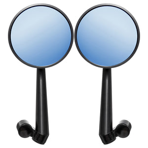 Pair Aluminum Alloy Motorcycle Scooter Handlebar Rearview Side Blue Mirrors