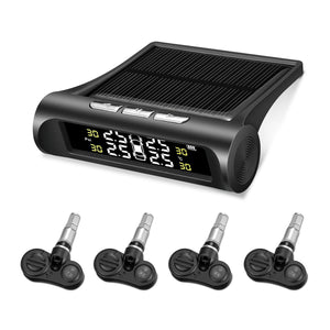 Car TPMS Tyre Pressure Monitor System Solar Power LCD Display+ 4 Internal Sensors