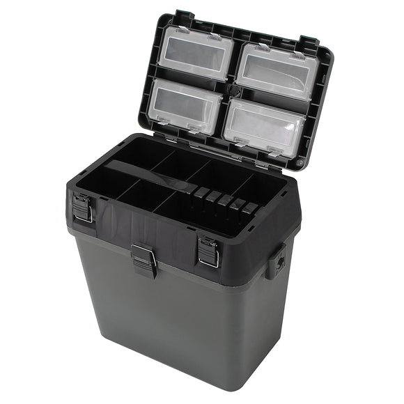Lightweight Fishing Box Tackle Seat Box Fishing Container Tray Bait Case  Tool w/ 4 Removable Trays Shoulder Strap