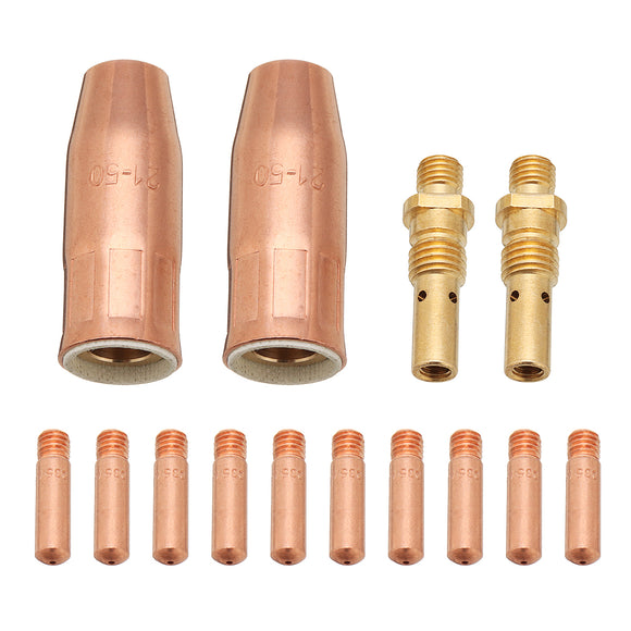 14Pcs MIG Welding Torch Gun 0.035 Inch Contact Tip Gas Diffuser Gas Nozzle for Lincoln 100L Tweco