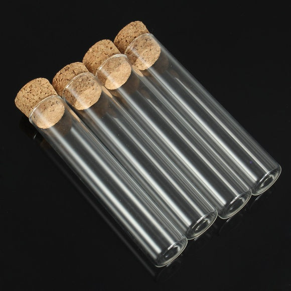 20*100mm Test Tube With Cork Clear Like Glass 5Pcs/Sets Flat-bottomed Glass Tube